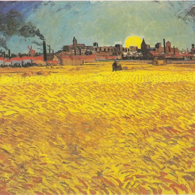 Sunset: Wheat Fields Near Arles, Vincent van Gogh