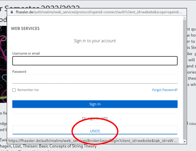 login dialog